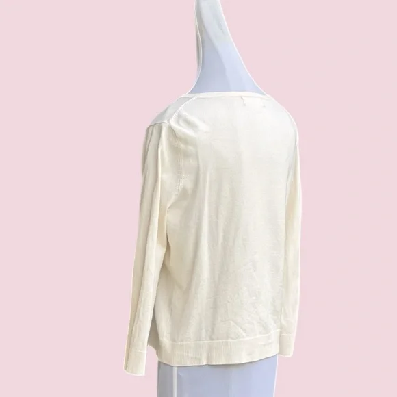 philosophy Cream Off White Light Knit Jacket Cardigan Large Lg - Picture 3 of 9